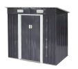 4 x 6 Ft Outdoor Metal Shed, Tool Storage House with Sliding Door and Vents, Backyard Garden Patio, Weatherproof - Deep Gray