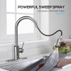 Kitchen Faucet- 3 Modes Pull Down Sprayer Kitchen Sink Faucet, Brushed Nickel Kitchen Faucet Single Handle, 1or3 Holes with Deck Plate, 100% Lead-Free