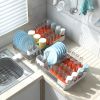 Expandable Dish Drying Rack Adjustable Dual-Part Dish Drainer with Detachable Utensil Holder