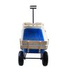 Outdoor Wagon All Terrain Pulling w/Wood Railing Air Tires Childre - Blue