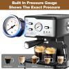 Espresso Machine 20 Bar Pump Pressure Cappuccino latte Maker Coffee Machine with ESE POD filter&Milk Frother Steam Wand&thermometer, 1.5L Water Tank,