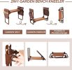 Heavy Duty Garden Kneeler and Seat Stool Garden Folding Bench with with 2 Tool Pouches & EVA Foam Kneeling Pad;  Brown - KM4003-DB