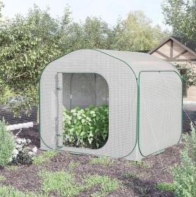 7' x 7' x 6' Garden Portable Pop Up Greenhouse with Side Door & Portable Zipper Bag for Plants & Vegetables White - White