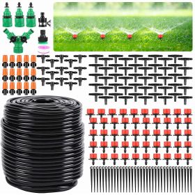 Garden Drip Irrigation Kit,164FT/50M Greenhouse Micro automatic Drip Irrigation system Kit with 1/4 inch 1/2 inch Blank Distribution Tubing Hose Adjus