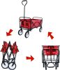 Folding Wagon Garden Shopping Beach Cart - Red