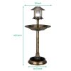 51*51*106cm Plastic Round Birdbath with Solar Light Bronze - as picture