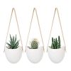 Indoor Ceramic Flower Pot Self-Watering for Bonsai Plants Home Decoration - White