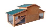 Garden Backyad 2-layer Large Wooden Outdoor Rabbit Hutch Chicken Coop with Doors, Tray, Asphalt Roof - as Pic