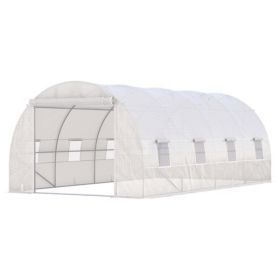 19' x 10' x 7 Steel Frame Walk-In Tunnel Greenhouse Garden Warm House- White-AS - as picture