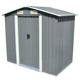 Garden Storage Shed Gray Metal 80.3"x52"x73.2" - Grey