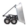 Folding car Poly Garden dump truck with steel frame, 10 inches. Pneumatic tire, 300 lb capacity body 55L silver - as Pic