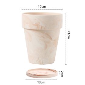 Gradient Macchiato Red And White Pottery Natural Pot Vegetarian Burning Breathable And Absorbent Large Type Green Plants Meaty (Option: C sytle 17cm-Without pallet)