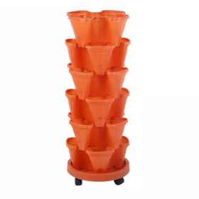 Balcony 6-layer Three-dimensional Basin Combination Plastic Flowerpot (Option: Brick Red-Large)