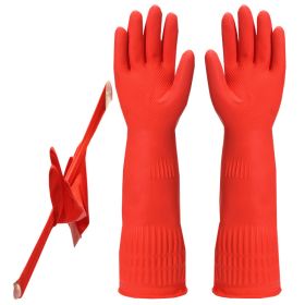 Household Kitchen Dishwashing Extended Rubber Waterproof Gloves (Option: Red-S)