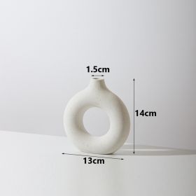 Donut Plain Burned Ceramic Vase Ins Wind (Option: White Small-Donut Vase)