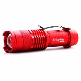 5 Colors Mini LED Flashlight Q5 2000lm Waterproof LED Laterna 1 Modes Zoomable PortableTorch Penlight AA 14500 (Color: Red)