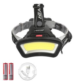 Lighting Distance Wide Angle COB LED Headlight Use 2x18650 Battery led HeadLamp USB rechargeable Lantern For Hike Outdoor (Option: Usb battery)