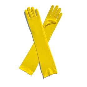 Milk Silk Stretch Holiday Party Dress-up Gloves (Option: Bright Yellow-Average Size)