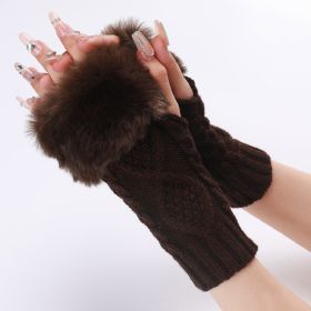 Women's Woolen Gloves In Autumn And Winter In Europe And America (Option: Coffee-One size)