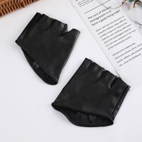 Fashion PU Leather Steampunk Women's Half Finger Gloves (Option: Clean version 11.5X10cm-One size)
