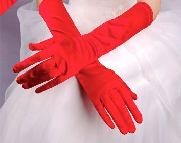 Bridal Gloves Wedding Dress Show Banquet (Color: Red)