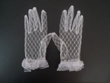 Wedding Dress Lace Mesh Gloves (Option: White-Average Size)