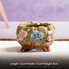 Rose Succulent Flower Pot Stoneware Korean Hand-kneading Breathable Ceramic (Option: D-12 √ó 12 √ó 8CM)