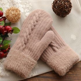 Women's Winter Warm And Cute Riding Gloves With Velvet (Option: Camel-Average Size)