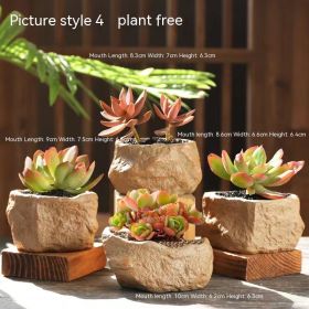 Stoneware Small Stone Succulent Plant Ceramic Flower Pot (Option: Stoneware Medium Stone 4-Ceramic)
