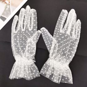 Beauty White Wedding Gloves for Girls Mesh Evening Woman Holiday Accessories Halloween  Birthday Performance Gloves (Color: White)