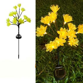 Led Solar Lamp Simulation Camellia Lawn (Color: Yellow)