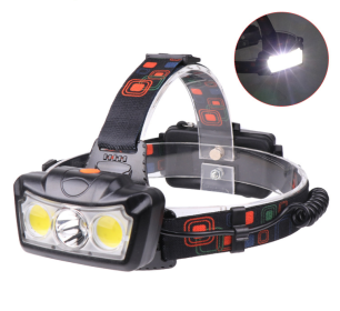 Cross-border New XML T6 COB LED Glare 3 Lamp Headlight (Option: Black EU)