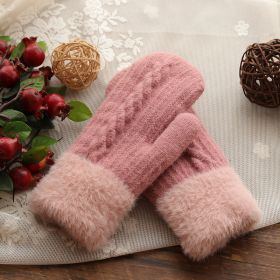 Women's Winter Warm And Cute Riding Gloves With Velvet (Option: Pink-Average Size)