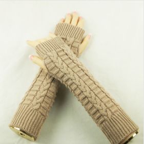 Extended Open-fingered Gloves For Women Korean Version (Color: Coffee)