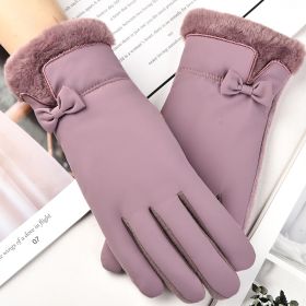 Women's Thermal Gloves New Fashion Versatile Touch Screen (Option: Purple-One size)