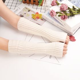 Sleeves Korean Knitted Women's Thermal Insulation (Option: White-One size)