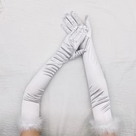 Women's Fashionable Simple Solid Colour Gloves (Option: White-One size)