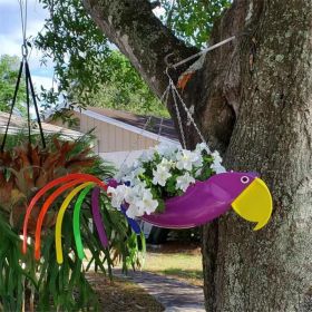 Gardening Colorful Animal Bird Rooster Flower Pot Pendant (Option: Purple Parrot)