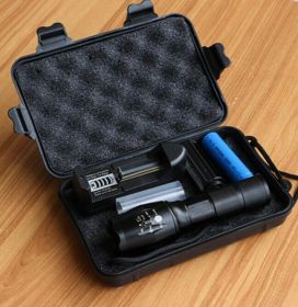 led Zoom Flashlight Torch Tactical 5000 Lumens Led High Power Flashlights AAA or 18650 battery kit (Option: US)