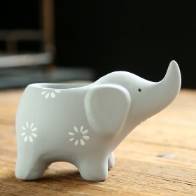 Ceramic Creative Elephant Cute Succulent Flower Pot (Option: Gray)