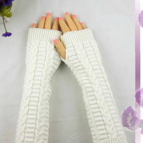 Extended Open-fingered Gloves For Women Korean Version (Color: White)