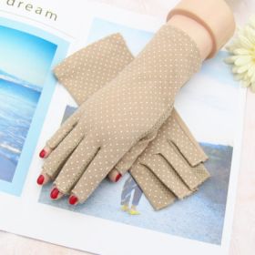 Summer Sun Protection Half Finger Gloves UV Protection Ultra-thin Driving (Option: Little Half Finger Khaki-Average Size)