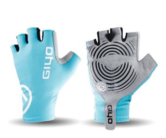 Men's And Women's Outdoor Cycling Gloves (Option: Light Blue-Short Finger-2XL)