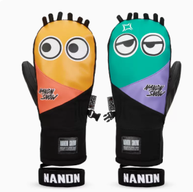 Big Eyes Ski Gloves Waterproof Wear Resistant Warm Single Board Plush Gloves (Option: Color PU-S)