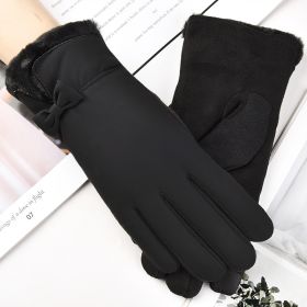 Women's Thermal Gloves New Fashion Versatile Touch Screen (Option: Black-One size)