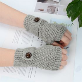 Half Fingerless Gloves In Autumn And Winter (Option: Light Grey-One size)