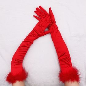 Women's Fashionable Simple Solid Colour Gloves (Option: Red-One size)