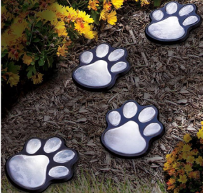 Solar Powered Animal Paw Print Lights LED Solar Lamps Garden Outdoors Lantern LED Path Decorative Lighting Lamp (Option: Style A white)