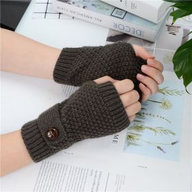 Half Fingerless Gloves In Autumn And Winter (Option: Dark Grey-One size)