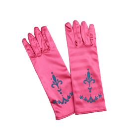 Children's Fashion Simple Printed Satin Gloves (Option: Rose Red-One size)